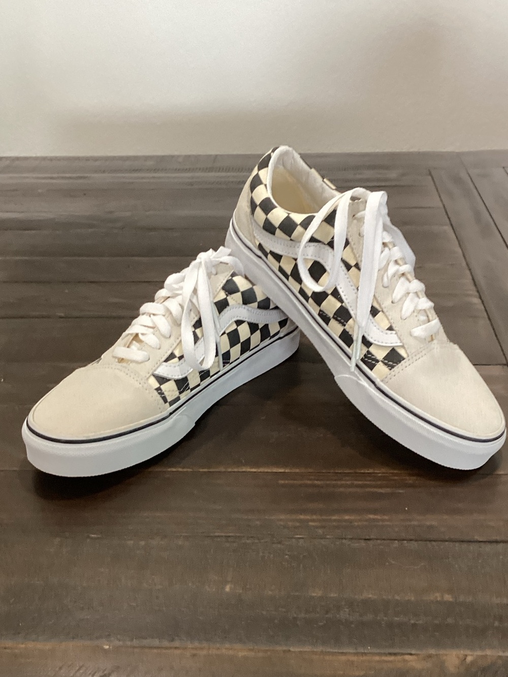 Vans Checkerboard Low-Top Sneakers in Black and Cream